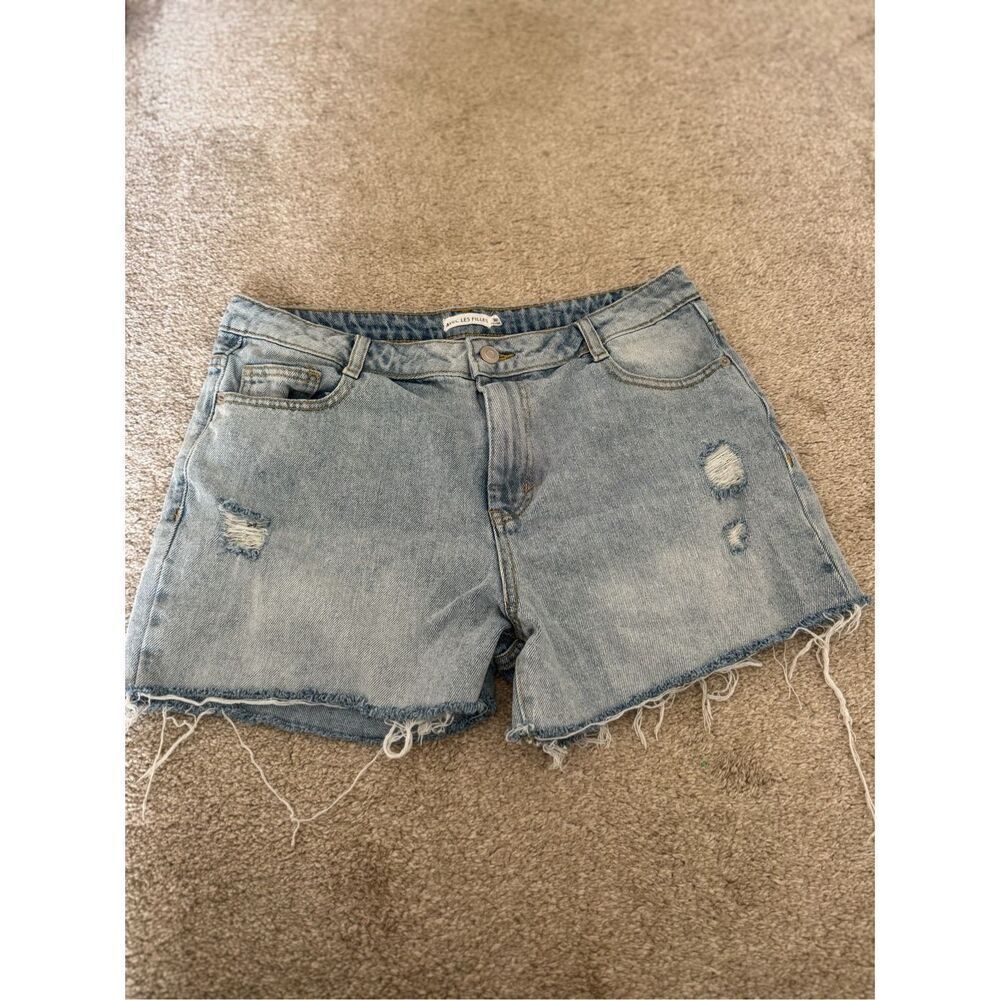 NWOT Avec Les Filles Cut Off Denim Jean Jorts Shorts Women Sz 30Light Wash Distr